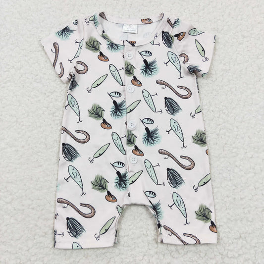 Fishing boy's short one piece romper