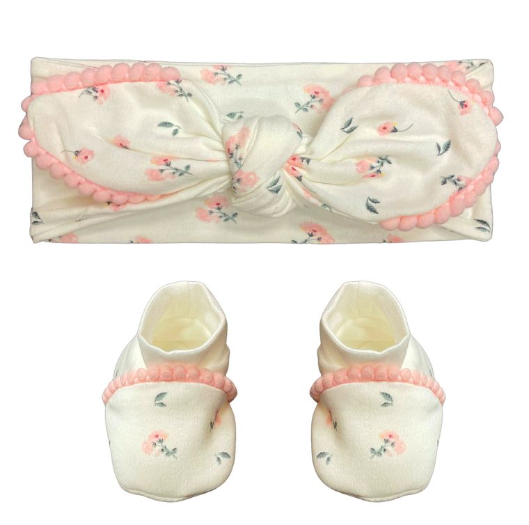 Girls Newborn Headband & Bootie Set