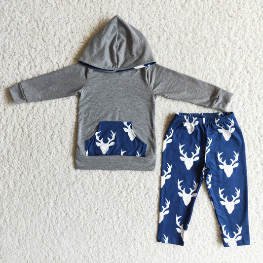 Gray Deer Hoodie Pant set