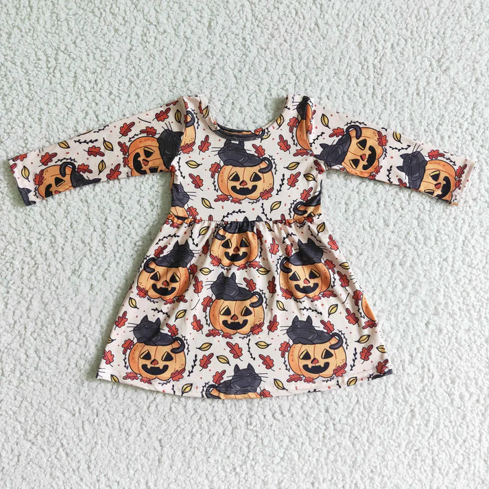 Black Cat Pumpkin Twirl Dress