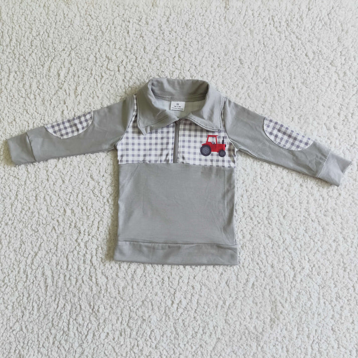 Gray 1/4 zip Tractor Pullover