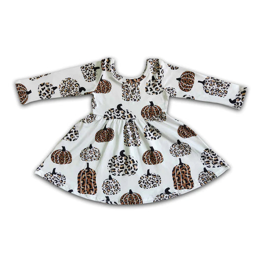 Leopard Pumpkin Girls Twirl Dress