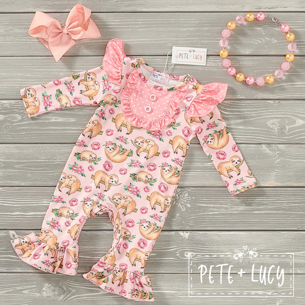 I Love Sloths Girls Long Romper