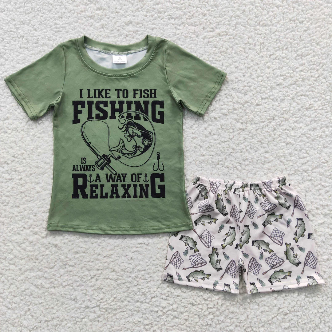 I'd Rather be Fishing boys short set