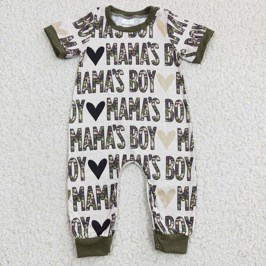 mama's boy green short sleeve romper