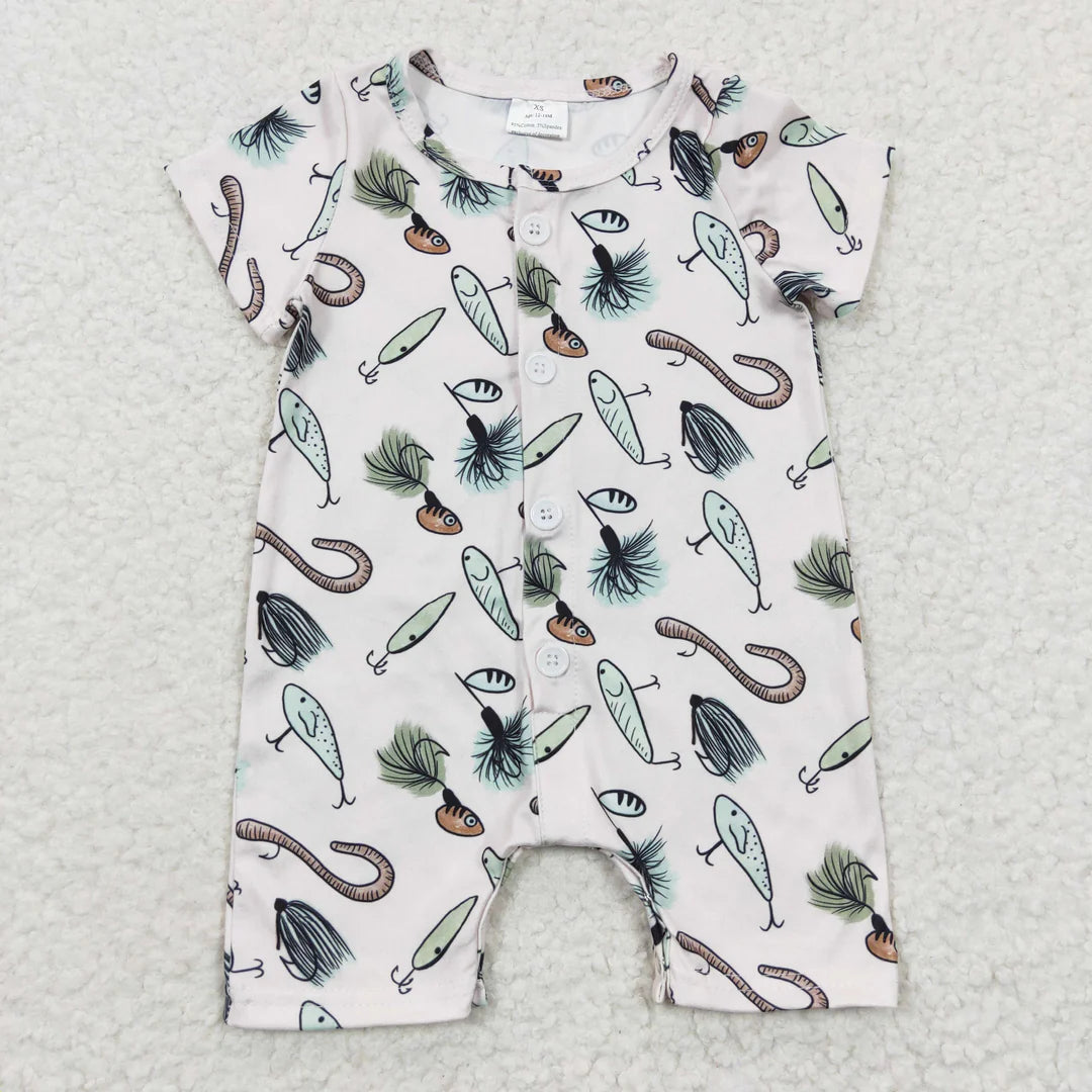 Fishing boy's short one piece romper