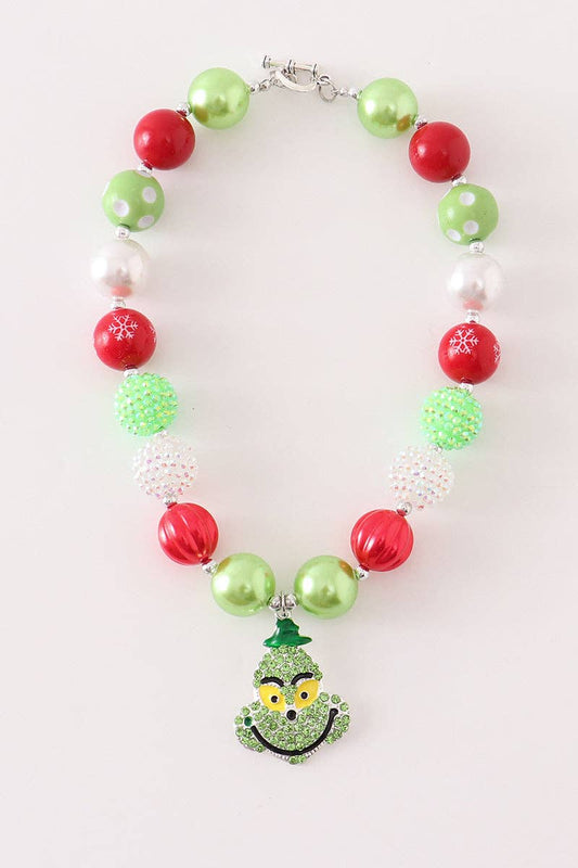 Red & green christmas grinch necklace