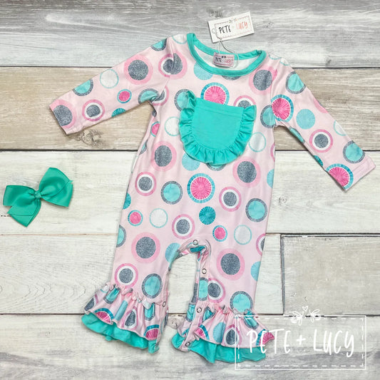 All About Dots Girls Long Romper