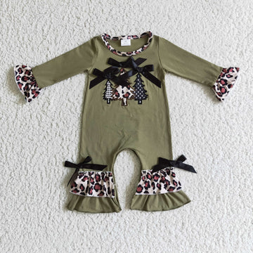 Olive Green & Leopard Romper