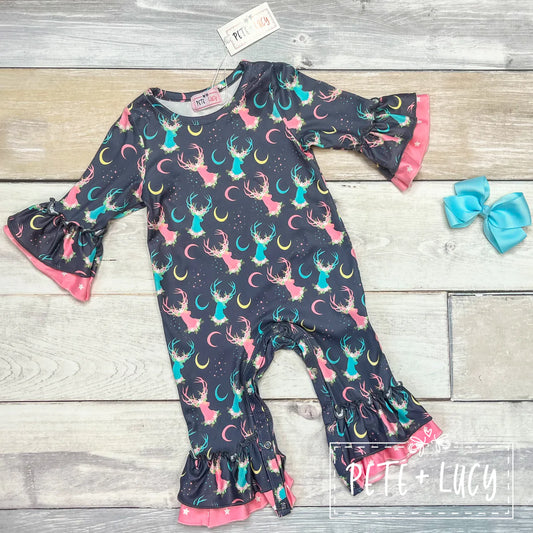 Starry Deer Girls Romper