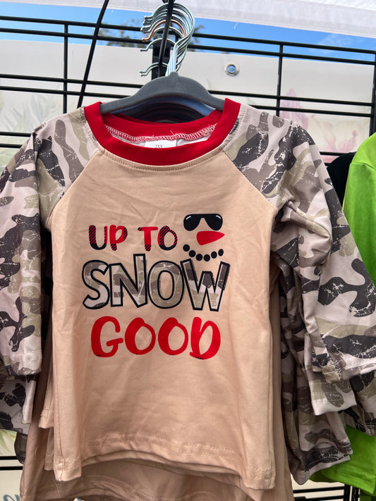 Up to Snow Good Boys camp shirt