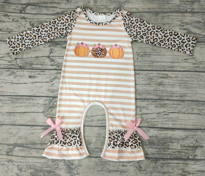 Pink Leopard Print Pumpkin Romper