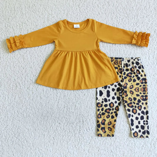 Mustard Leopard Girls Bestfriends Pant Set