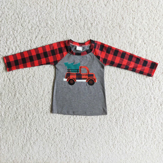 Red Boys Christmas Truck Shirt